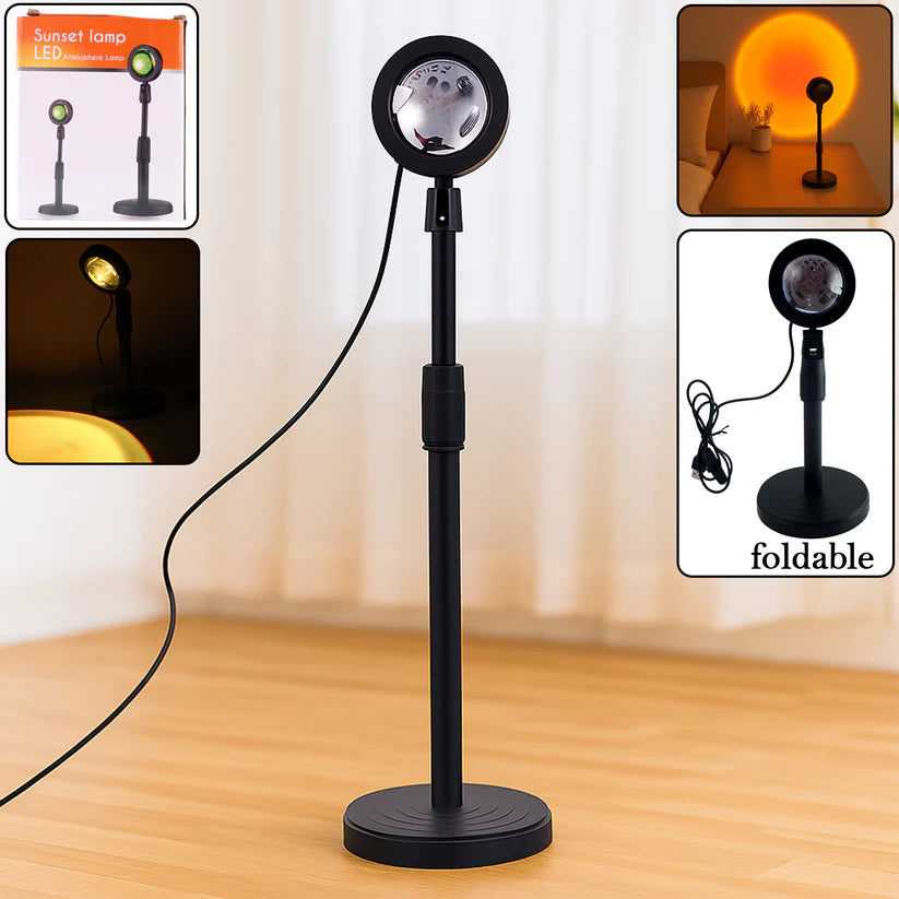 AuraMini – USB-Powered Mini RGB Sunset Projection Lamp with Plug & Play 360 Adjustable Design, Soft Ambient Glow Light for Aesthetic Decor