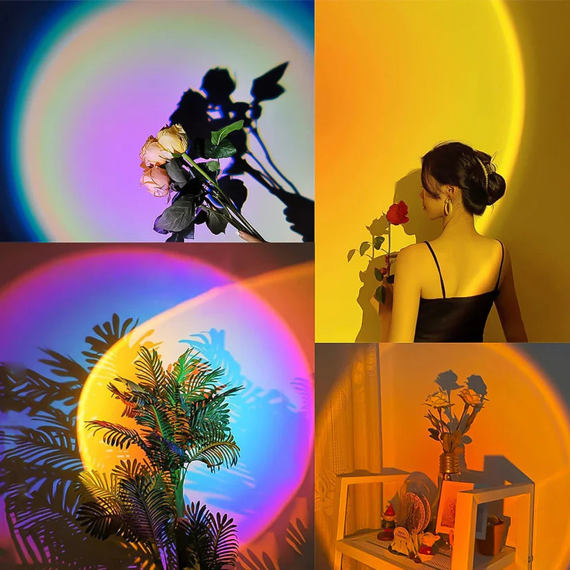 AuraMini – USB-Powered Mini RGB Sunset Projection Lamp with Plug & Play 360 Adjustable Design, Soft Ambient Glow Light for Aesthetic Decor