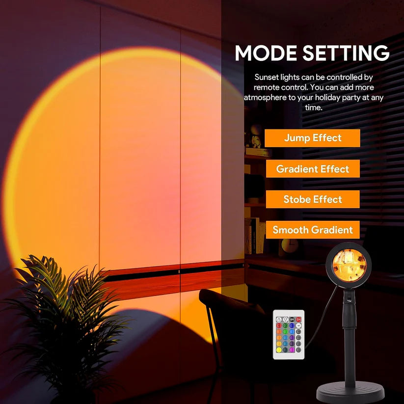 AuraMini – USB-Powered Mini RGB Sunset Projection Lamp with Plug & Play 360 Adjustable Design, Soft Ambient Glow Light for Aesthetic Decor