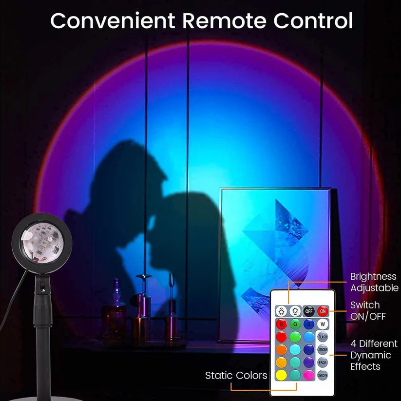 AuraMini – USB-Powered Mini RGB Sunset Projection Lamp with Plug & Play 360 Adjustable Design, Soft Ambient Glow Light for Aesthetic Decor