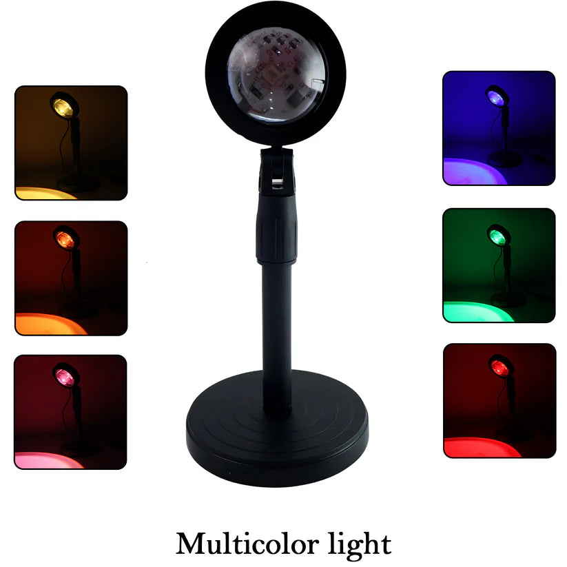 AuraMini – USB-Powered Mini RGB Sunset Projection Lamp with Plug & Play 360 Adjustable Design, Soft Ambient Glow Light for Aesthetic Decor