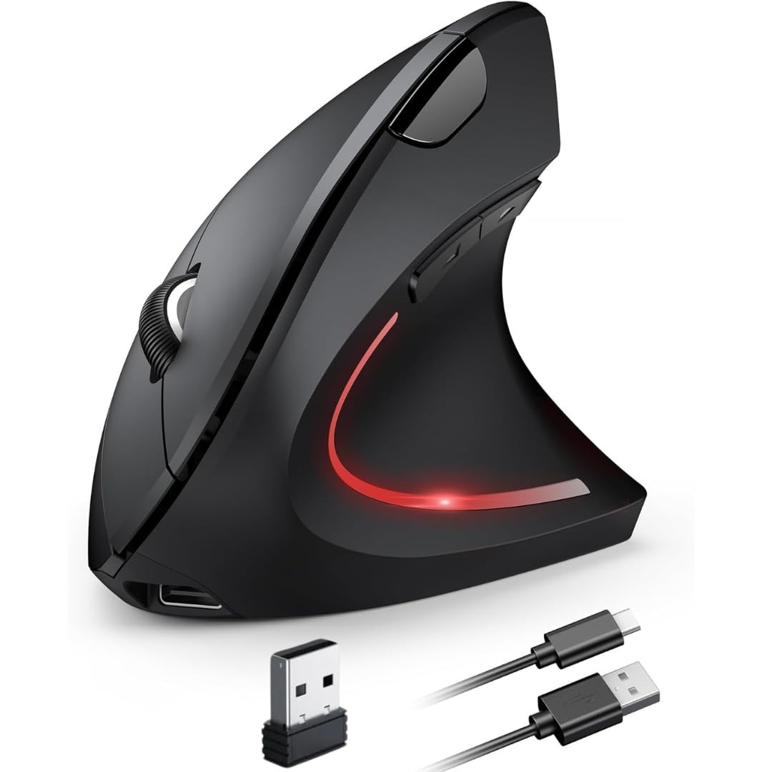 Rechargeable Ergonomic Wireless Mouse - Say Goodbye to Wrist Pain