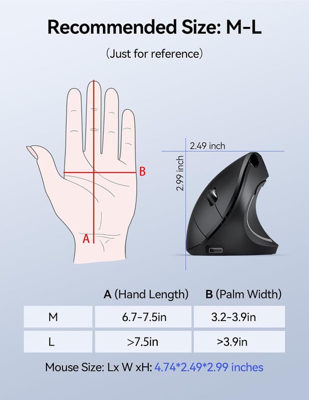 Rechargeable Ergonomic Wireless Mouse - Say Goodbye to Wrist Pain