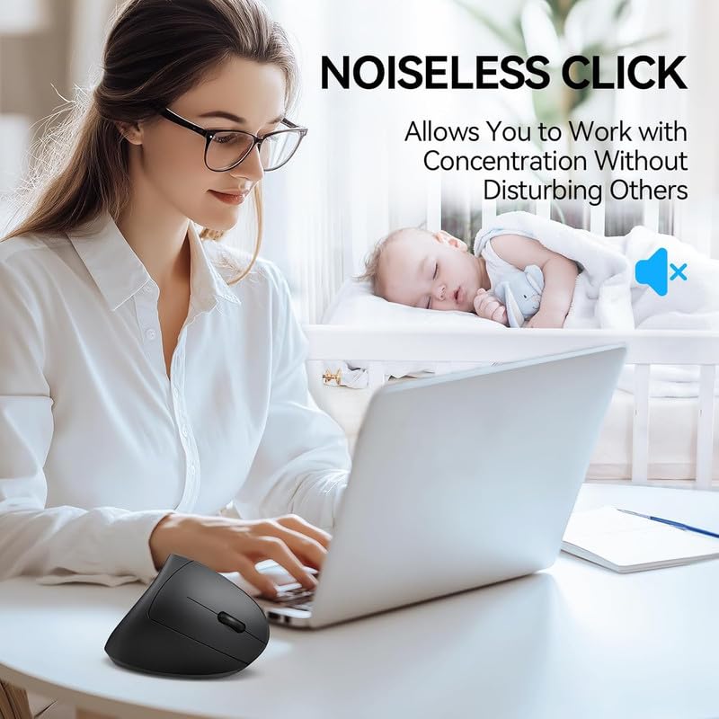Rechargeable Ergonomic Wireless Mouse - Say Goodbye to Wrist Pain