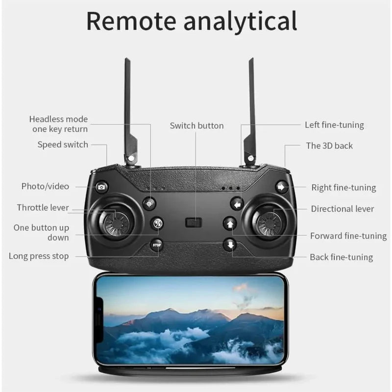 QuadMaster: Dual-Camera Foldable Drone with WiFi FPV, Wide-Angle Lens & Live Video Streaming