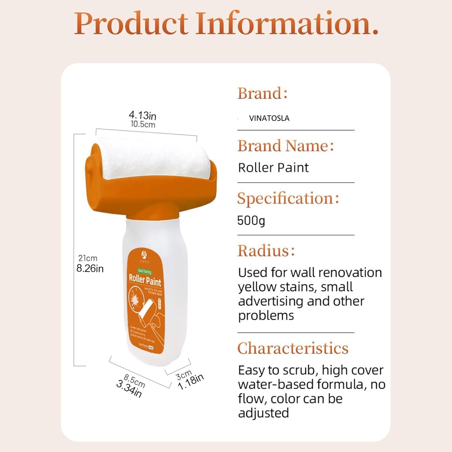 Wall Repair Roller Brush With Paste, Touch Up Paint, Small Roller for White Wall Repairs