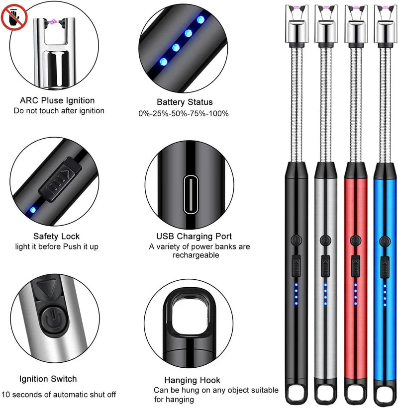 Sparq: USB-C Rechargeable Electric Arc Lighter, Windproof, Flameless & Flexible Neck Lighter for Candles, BBQ, Gas Stove & Outdoor Use