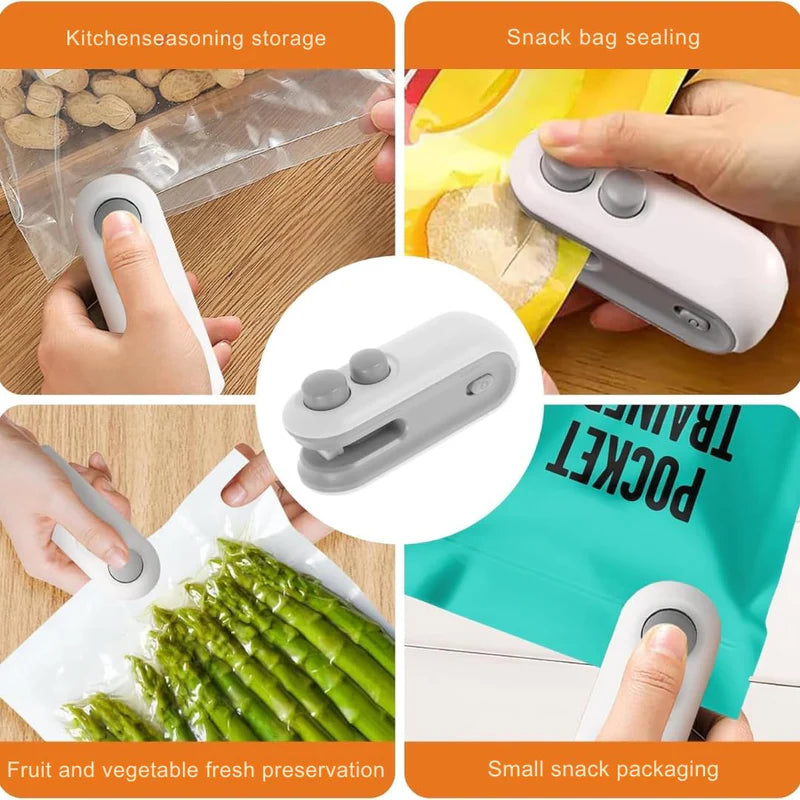 Sealy: 2-in-1 Mini Bag Sealer & Cutter, USB-C Rechargeable Portable Handheld Food Storage Sealing Machine for Snacks, Chips & Plastic Packets