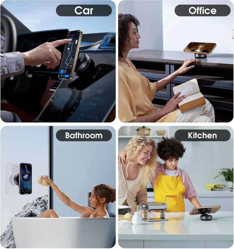 Stikko: Magsafe Strong Rotatable Suction Phone Holder for Car, Shower, Gym, Mi – Includes Magnet Ring