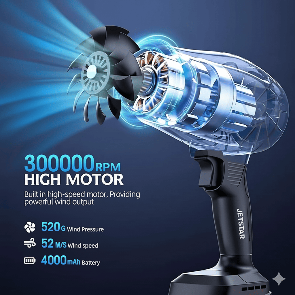 JETSTAR™ Cordless Turbo Jet Blower – 100,000 RPM | Car, Home & Garden Cleaning